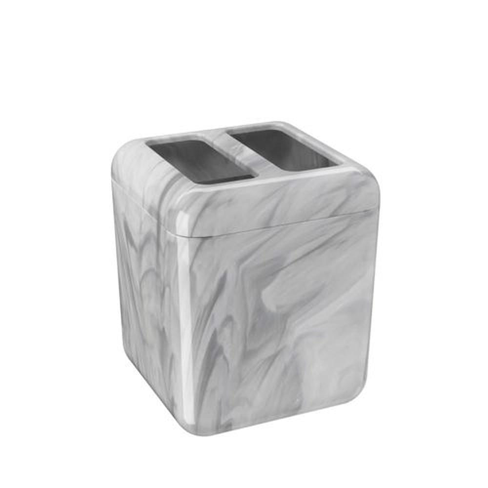 Porta-Escova-de-Dente-com-Tampa-Marmore-em-Plastico-Cube-Coza