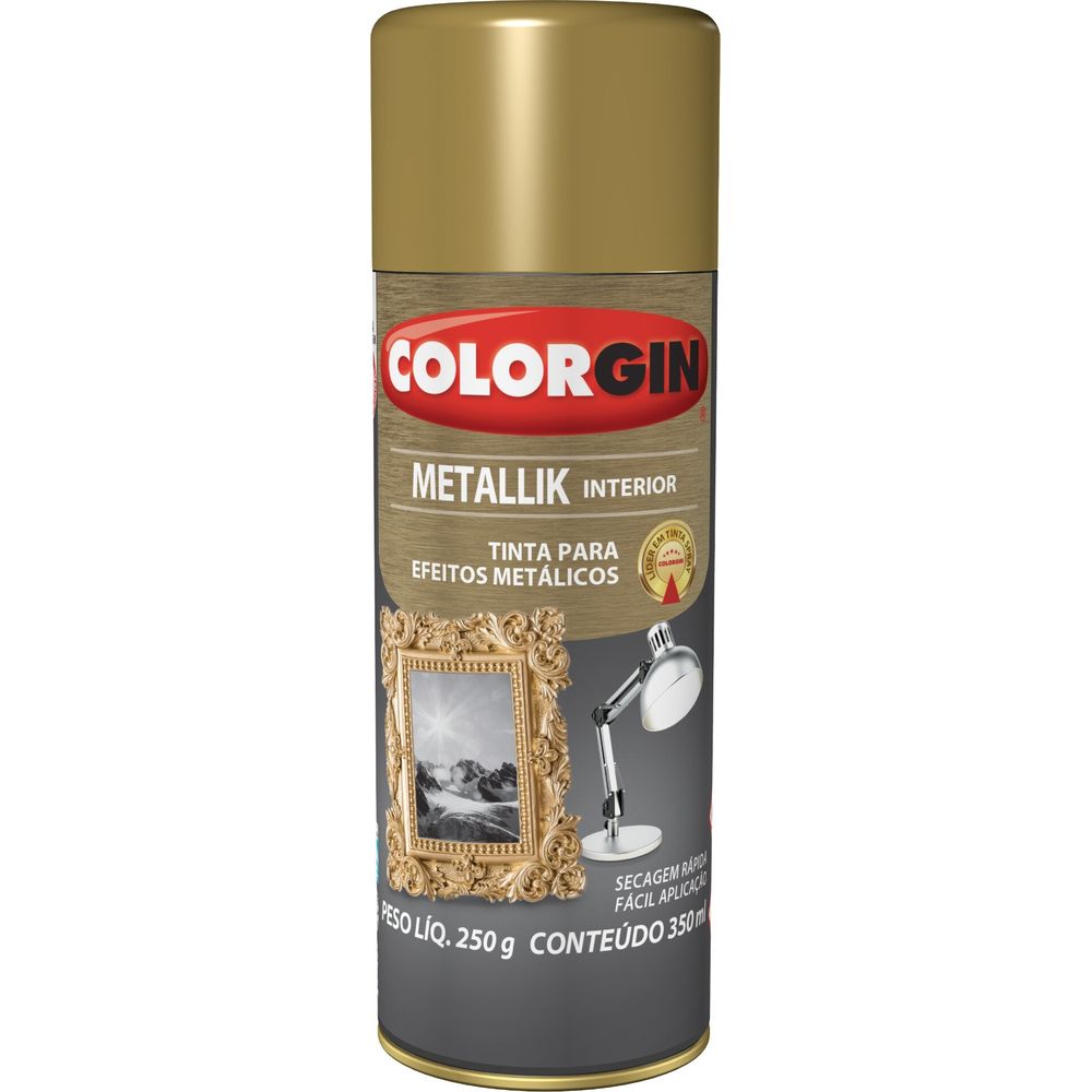 Tinta-Spray-Metallik-Ouro-350ml-Colorgin
