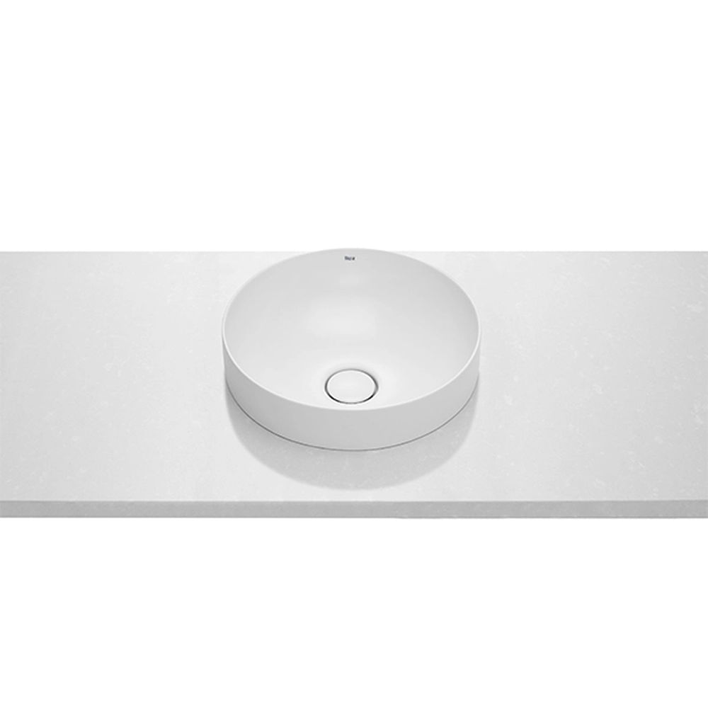 Cuba-de-Sobrepor-37x37cm-Inspira-Round-com-Valvula-Branco-Roca