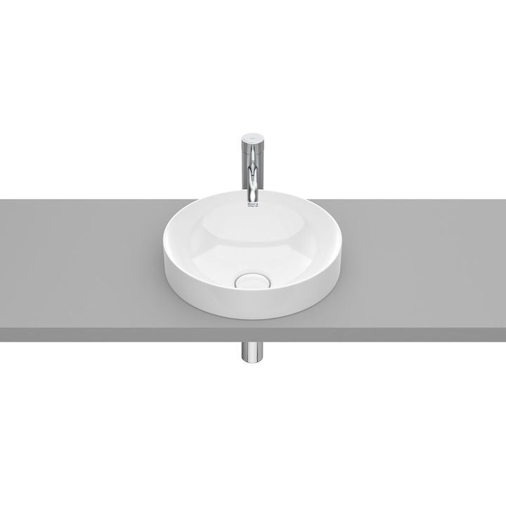Cuba-de-Sobrepor-37x37cm-Inspira-Round-com-Valvula-Branco-Roca