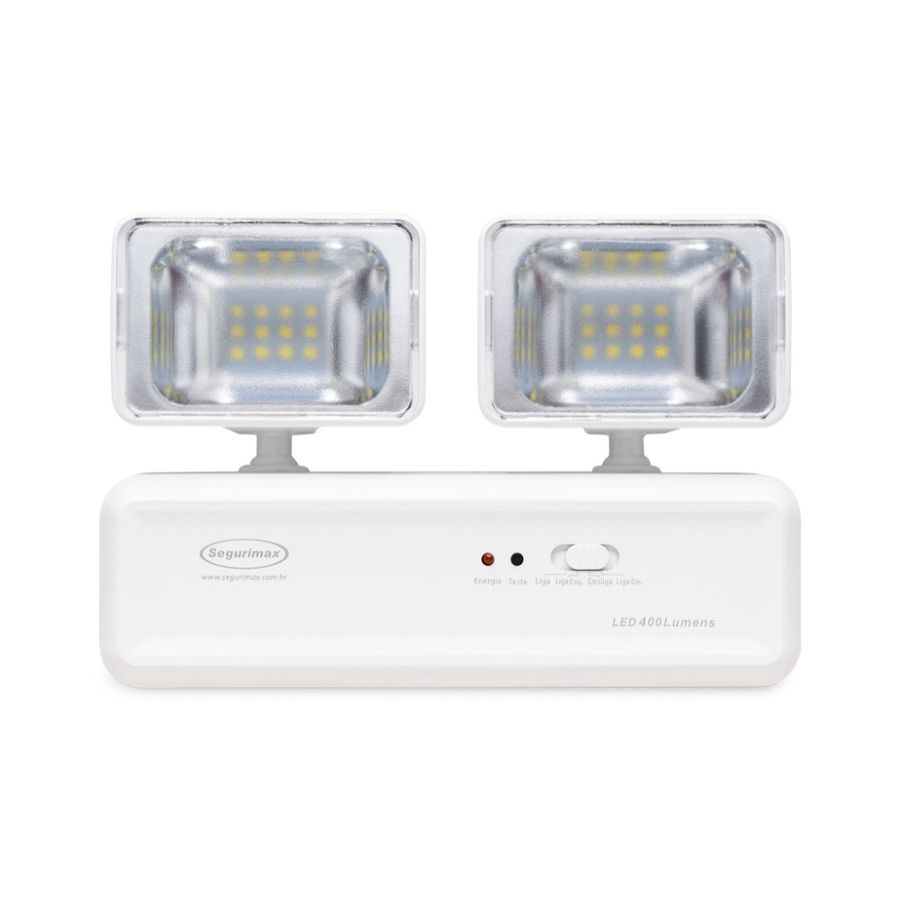 Luminária de Emergência 400 Lúmens com 2 Faróis Segurimax Acal Home