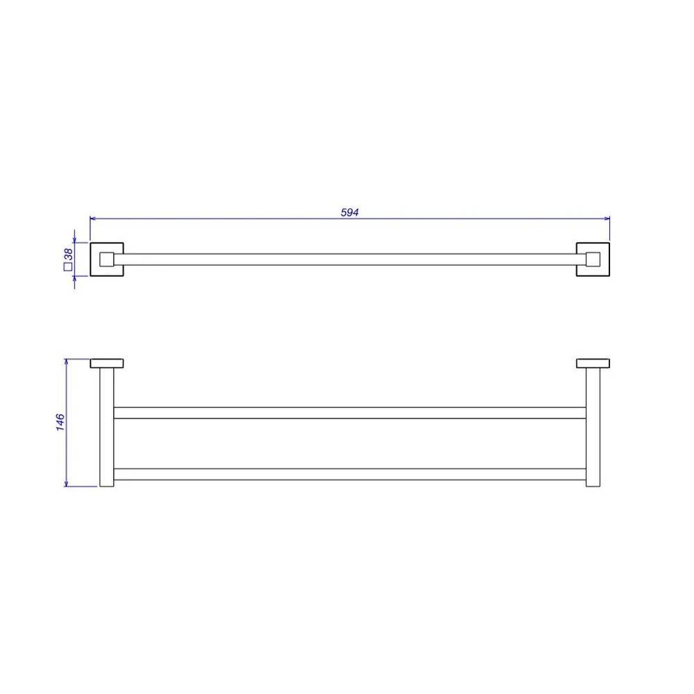 Porta-Toalha-de-Banho-Duplo-de-Parede-Metal-Barra-60cm-Gold-Matte-Quadratta-Deca