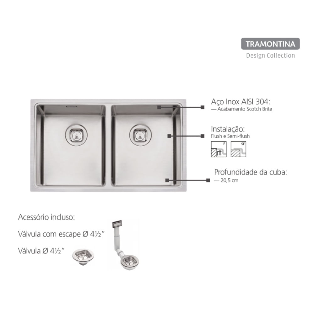 Cuba-Dupla-De-Embutir-77X40-Com-Valvula-Aco-Inox-Scotch-Brite-Design-Collection-Quadrum-Tramontina-673587