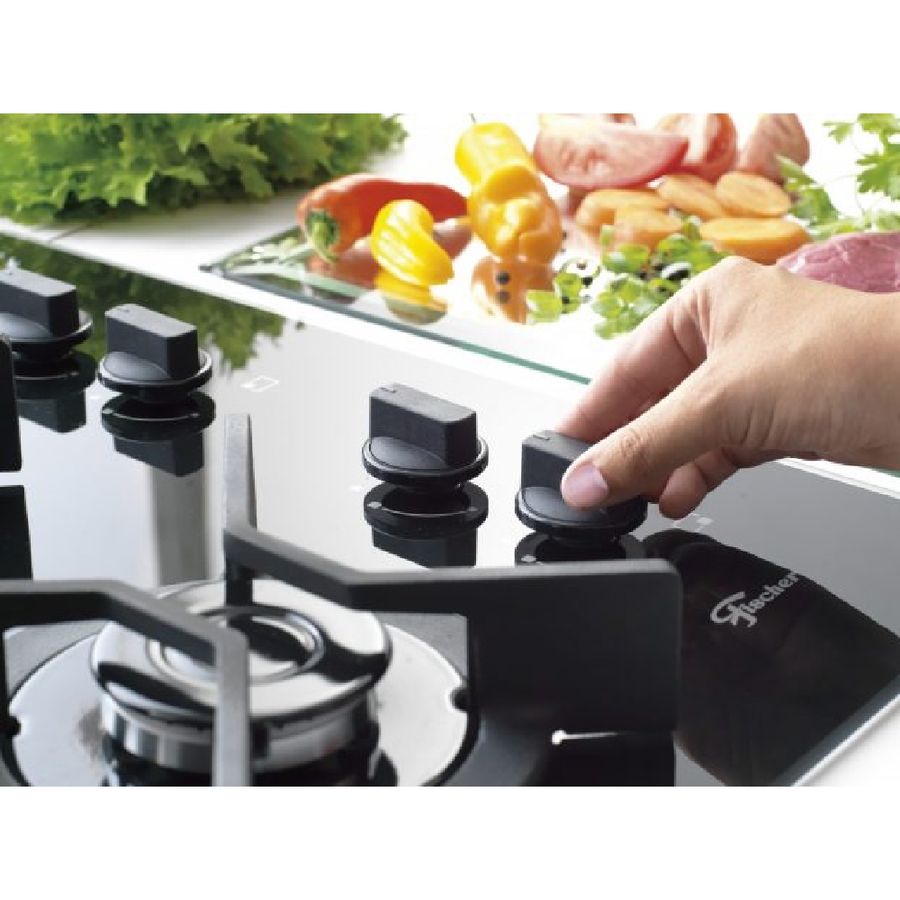 Fogão Cooktop 4Q TC Infinity Gás Mesa de Vidro Preto Fischer Acal
