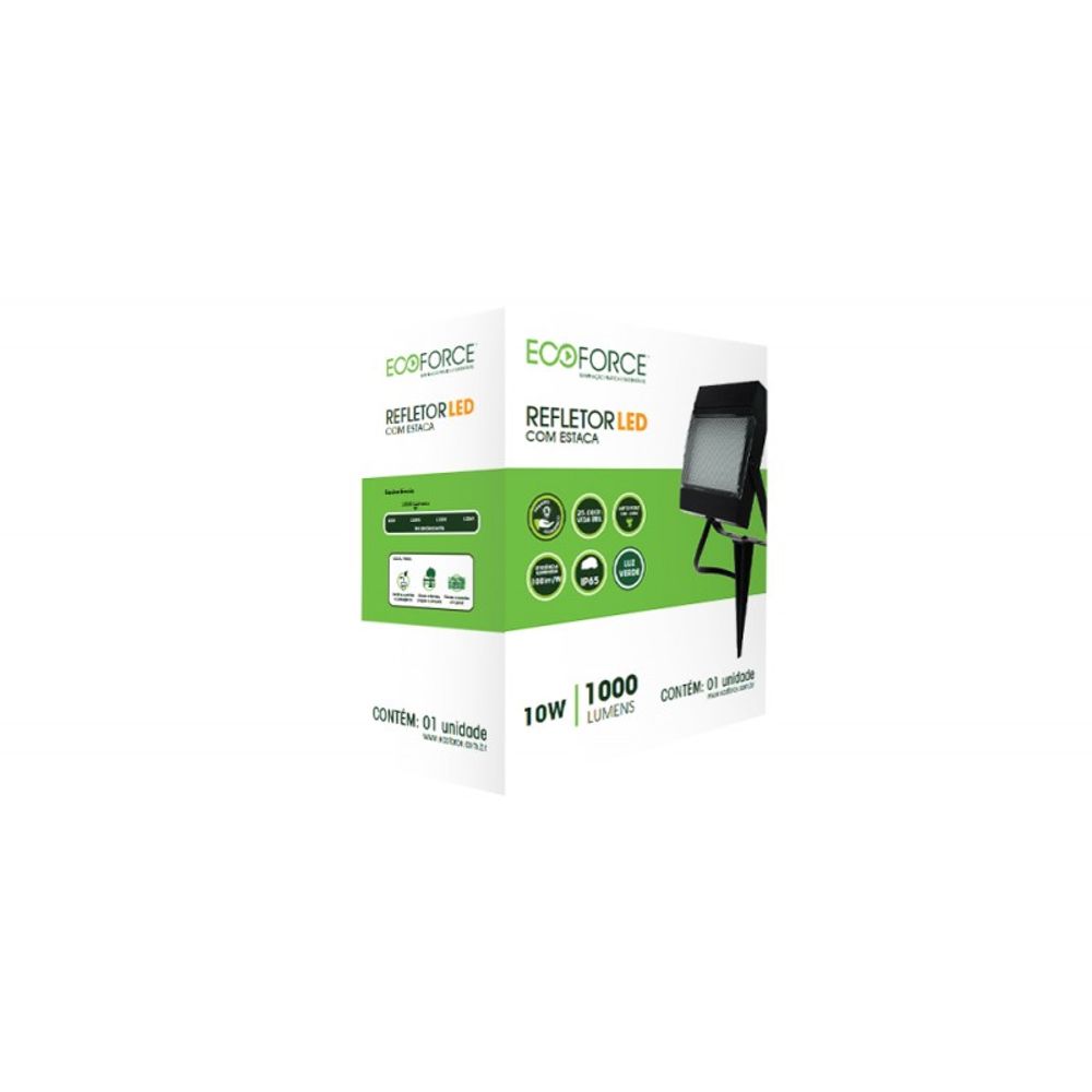 Refletor-LED-10W-com-Estaca-Luz-Verde-Ecoforce