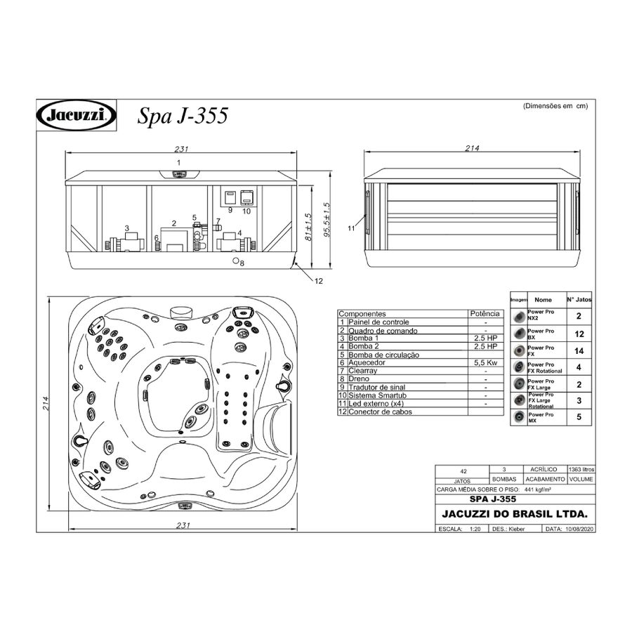 Spa J355 231cm x 214cm x 95,50cm Jacuzzi Acal Home Center