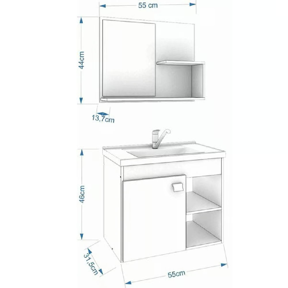 Gabinete-46X55cm-Kit-Armario-Com-Espelho-Lotus-Amendoa-Off-White-Para-Banheiro-Mgm
