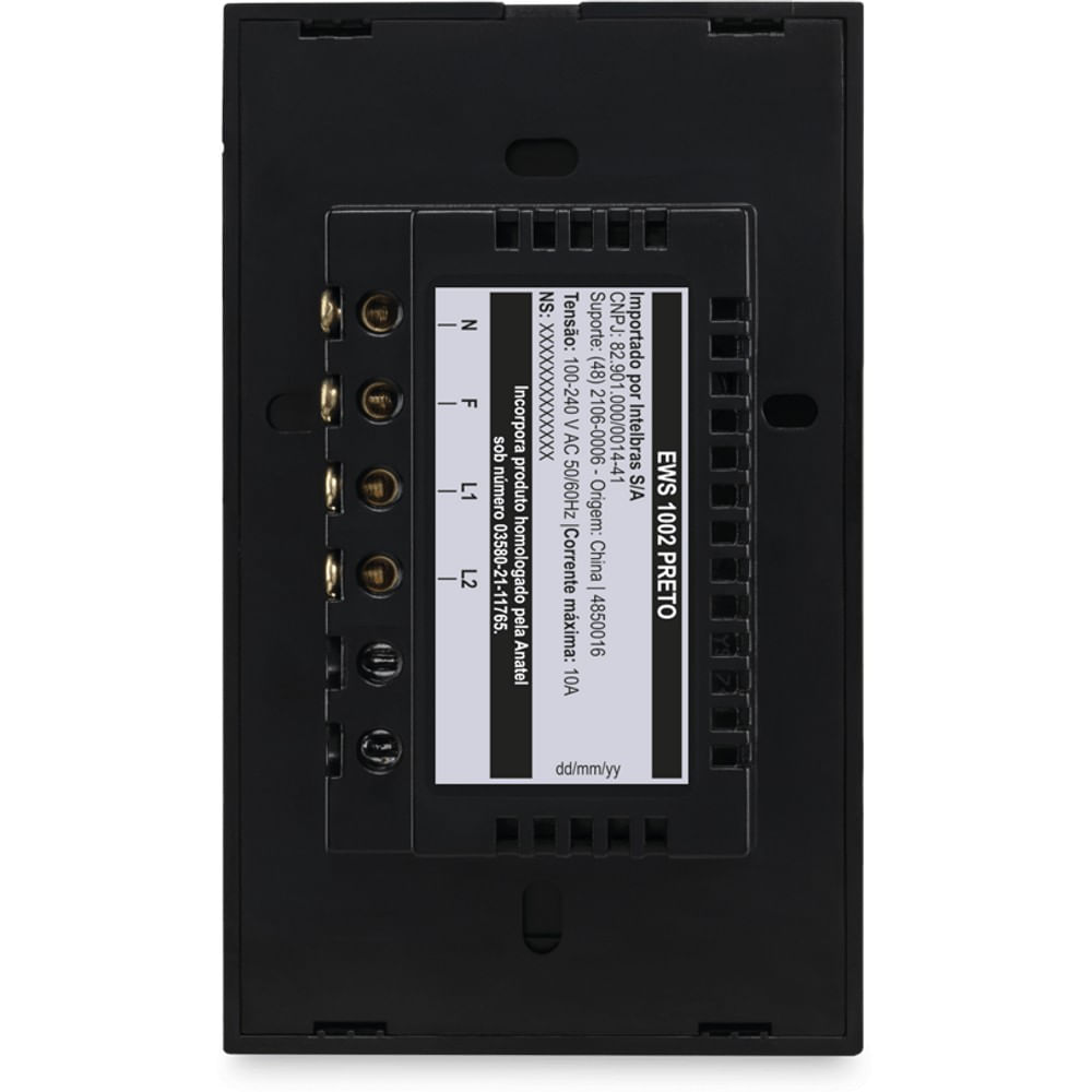 Interruptor-Touch-Smart-Wi-Fi-2-Teclas-EWS-1002-Preto-Intelbras