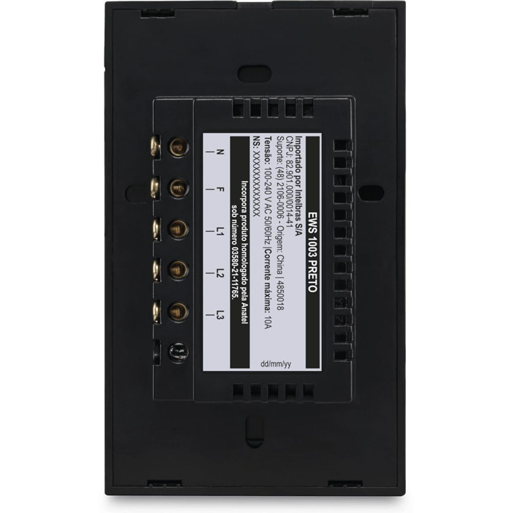 Interruptor-Touch-Smart-Wi-Fi-3-Teclas-EWS-1003-Preto-Intelbras