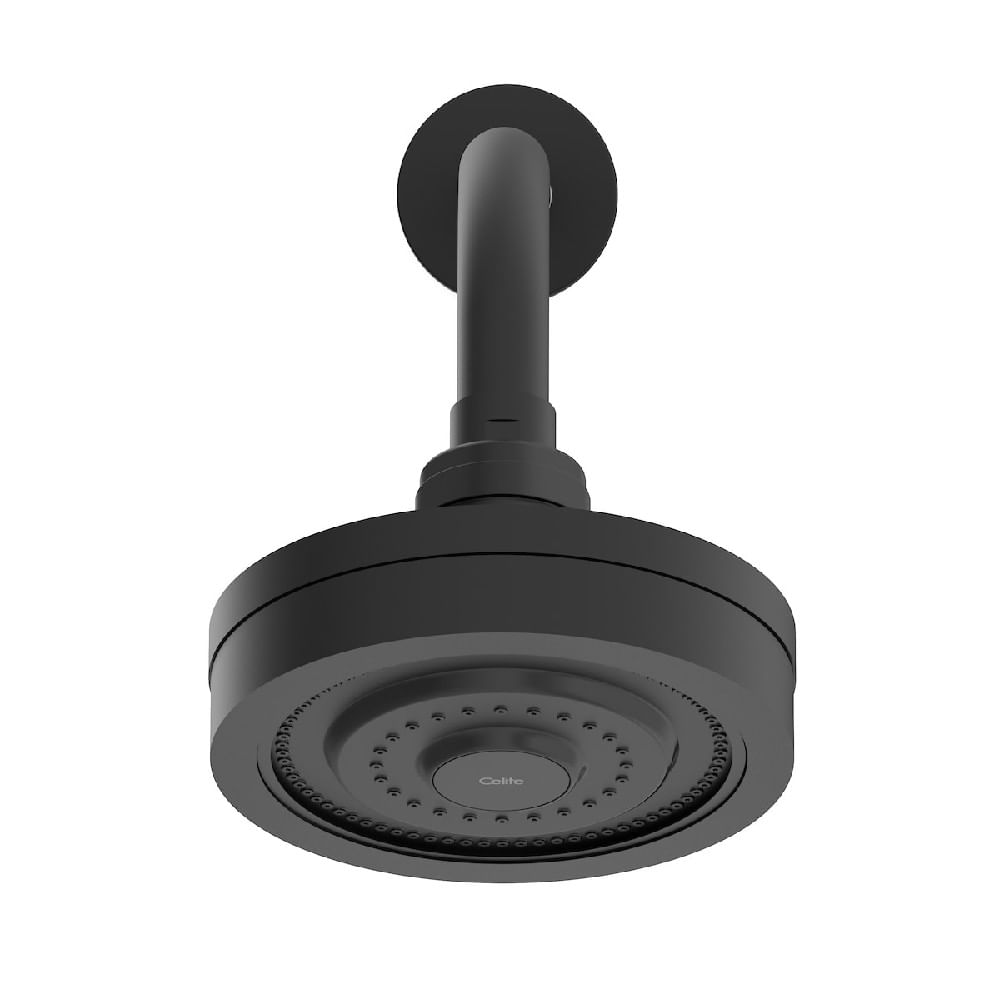 Chuveiro-com-Braco-de-Parede-Redondo-120mm-Master-Preto-Matte-Celite
