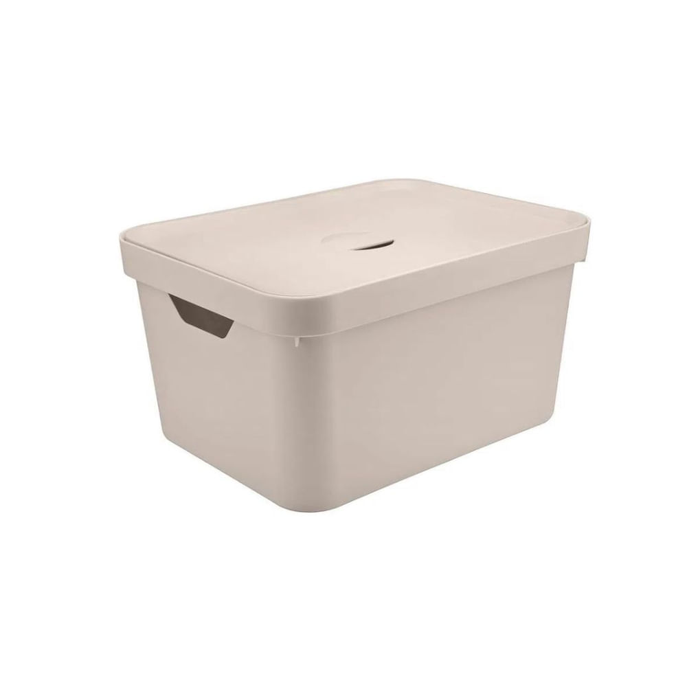Caixa-Organizadora-32L-com-Tampa-Cube-Bege-Martiplast-
